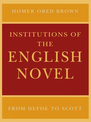 cover image of Institutions of the English Novel